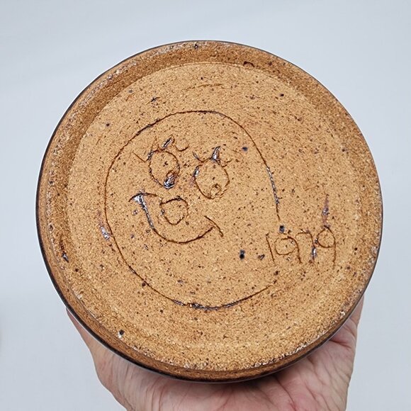 1970s Studio Pottery Ceramic Vase Bottle Incense Burner Open Lid Jar VTG - Picture 3 of 11